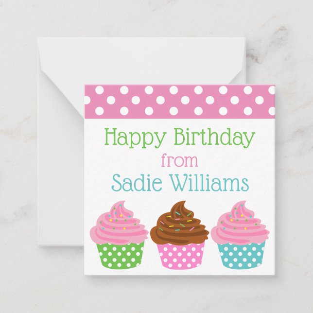 Polka Dot Cupcake Personalisierte Geschenkkarte Mitteilungskarte (Vorderseite)