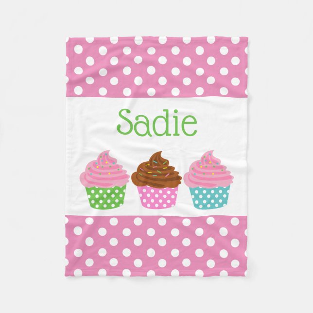 Polka Dot Cupcakes Personalisiert Fleece Blanket (Vorderseite)