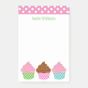 Polka Dot Cupcakes Personalisiert Post-it Notepad Klebezettel