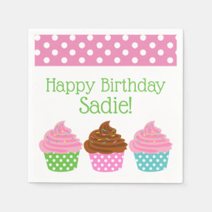 Polka Dot Cupcakes Personalisiertes Party Napkins Serviette