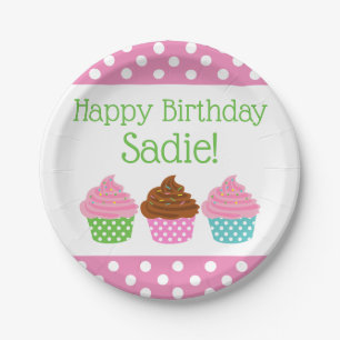 Polka Dot Cupcakes Personalisiertes Party Teller