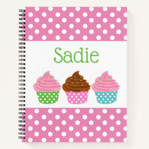 Polka Dot Cupcakes Personalisiertes SpiralNotebook Notizbuch