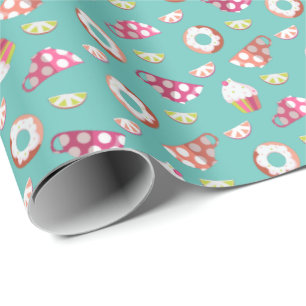 Polka Dot Cups Cakes Donuts Lemons Grapefruits Geschenkpapier