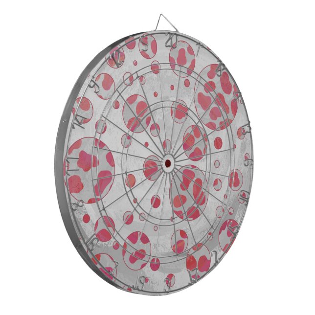 Polka Dot Dalmatiner Rosa und Weiß Dartscheibe (Vorderseite Links)
