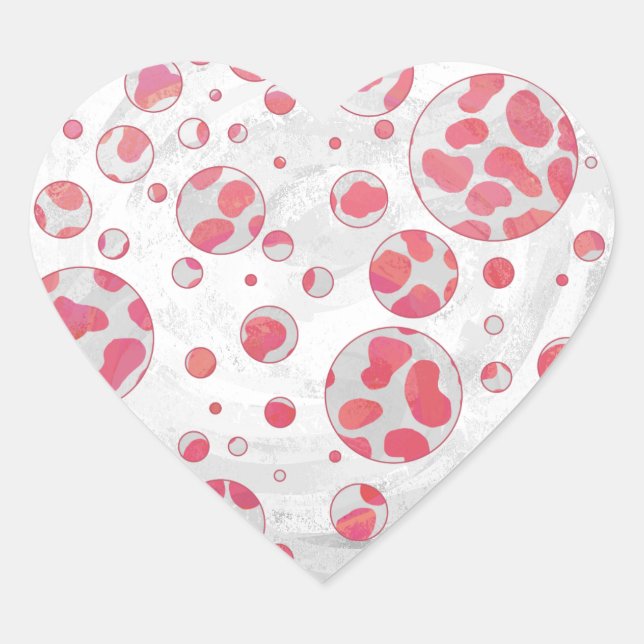 Polka Dot Dalmatiner Rosa und Weiß Herz-Aufkleber (Vorderseite)