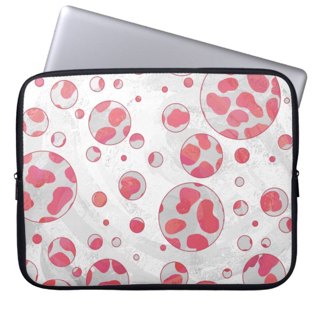 Polka Dot Dalmatiner Rosa und Weiß Laptopschutzhülle (Vorderseite)