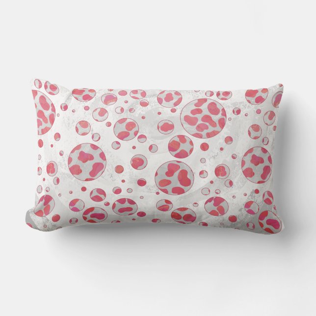 Polka Dot Dalmatiner Rosa und Weiß Lendenkissen (Vorderseite)