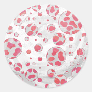 Polka Dot Dalmatiner Rosa und Weiß Runder Aufkleber