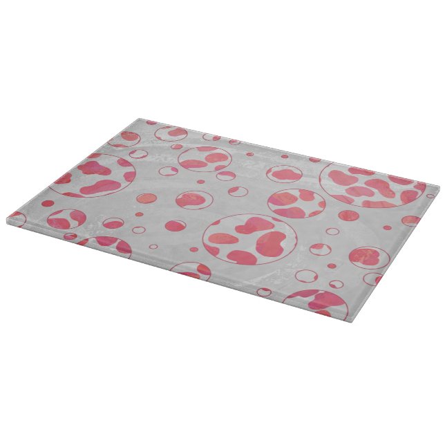 Polka Dot Dalmatiner Rosa und Weiß Schneidebrett (Ecke)