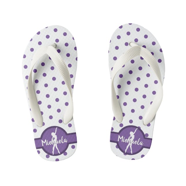 Polka Dot Dance Ballerina Lila Gymnastikname Kinderbadesandalen (Fußbett)