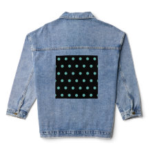 Polka Dot Denim Jacket (Black & Aqua)