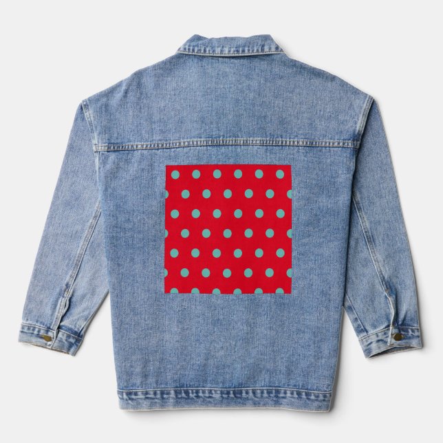 Polka Dot Denim Jacket (Red & Aqua) Jeansjacke (Rückseite)