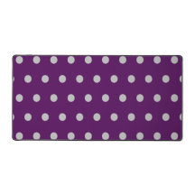 Polka Dot Desk Mat (Plum & Silver)