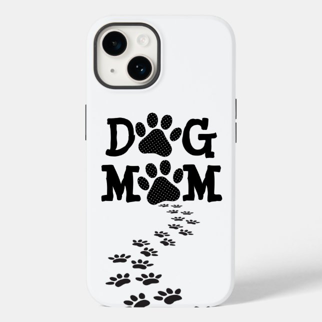 Polka Dot DOG MAMA Pawprints Case-Mate iPhone 14 Hülle (Rückseite)