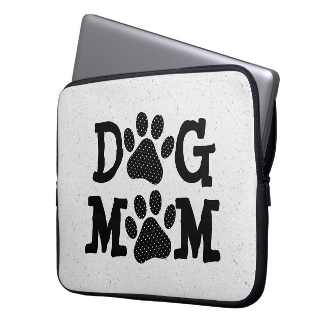 Polka Dot DOG MAMA Pawprints Laptopschutzhülle (Vorderseite Links)