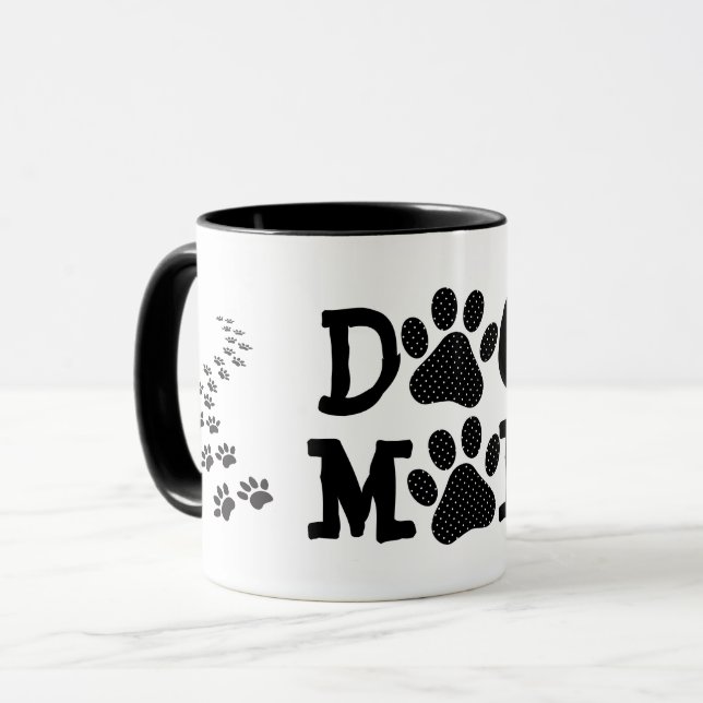 Polka Dot DOG MAMA Pawprints Tasse (Vorderseite Links)