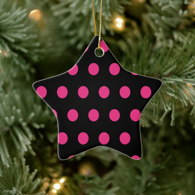 Polka Dot en céramique ornement d'étoile (noir) (Arbre)