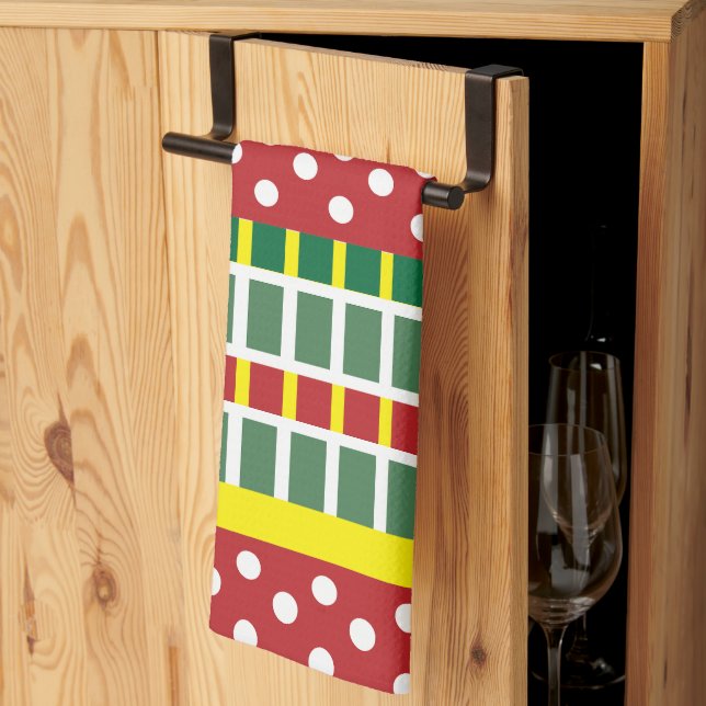 Polka Dot farbenfrohe Streifen Polka Dot Geschirrtuch (Drittel gefaltet)