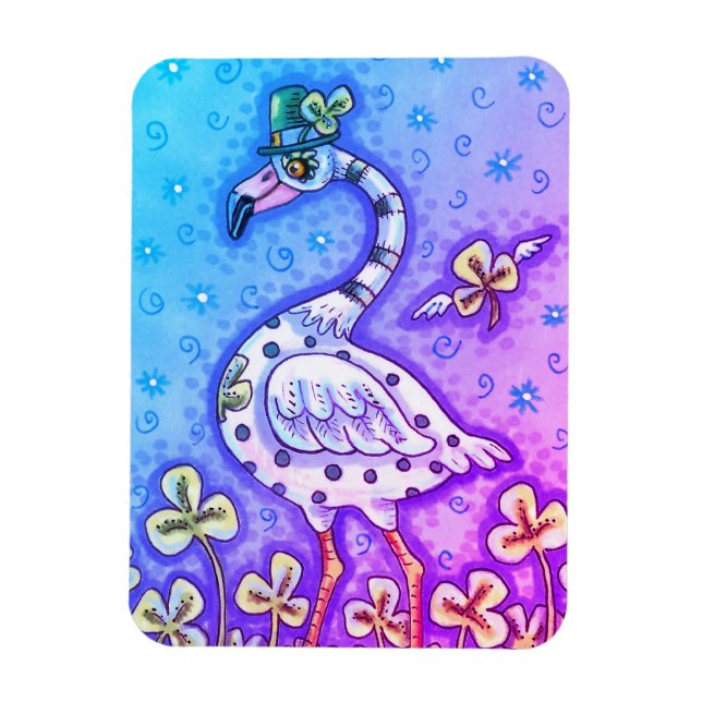 POLKA DOT FLAMINGO, FARBFARBIG ST. PATRICK'S DAY MAGNET (Vertikal)