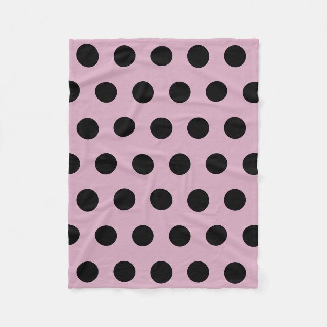 Polka Dot Fleece Blanket (rosa und schwarz) (Vorderseite)