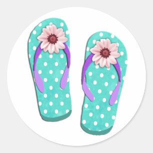 Polka Dot Flip Flops Runder Aufkleber