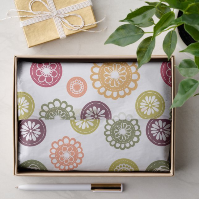 Polka Dot Flowers -  Seidenpapier (Geschenk)