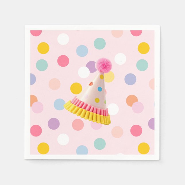 Polka Dot Foto Birthday Serviette (Vorderseite)