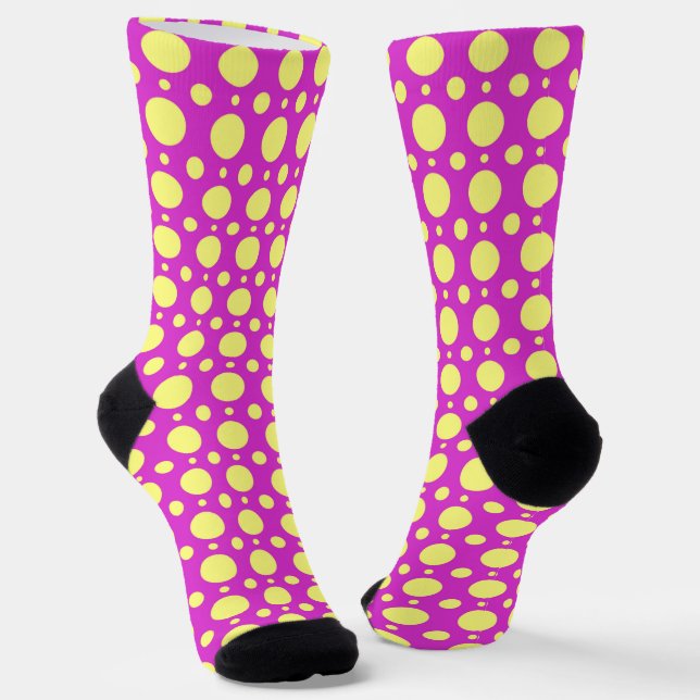 Polka Dot Fun Crazy Socken in Rosa und Gelb (Gewinkelt)