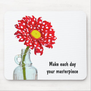 Polka Dot Gänseblümchen mit Zitat Mousepad