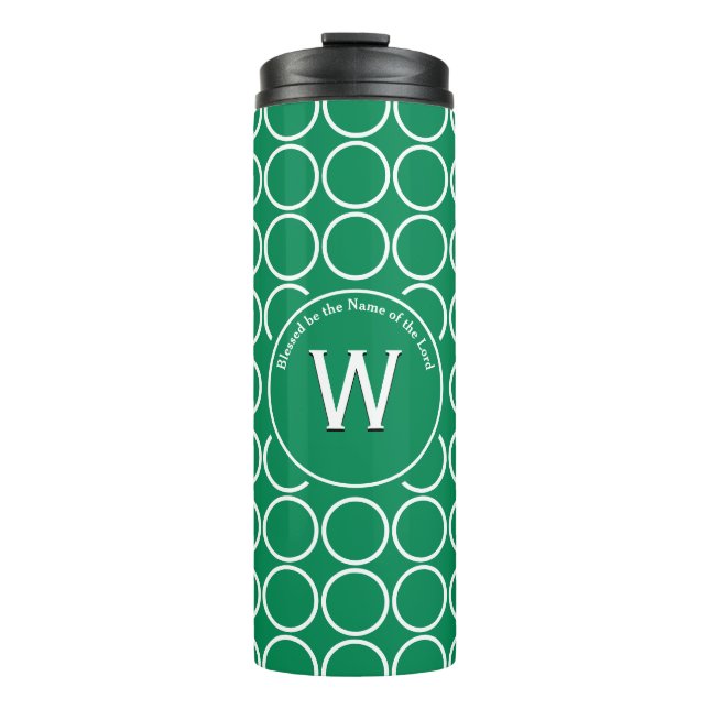 POLKA DOT Geometric Customric Monogram Green Thermosbecher (Vorderseite)