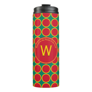 POLKA DOT Geometric Customric Monogram Red Thermosbecher