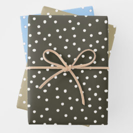Polka Dot Gift Wrap, Cargo Green, Sand, Blau Geschenkpapier Set