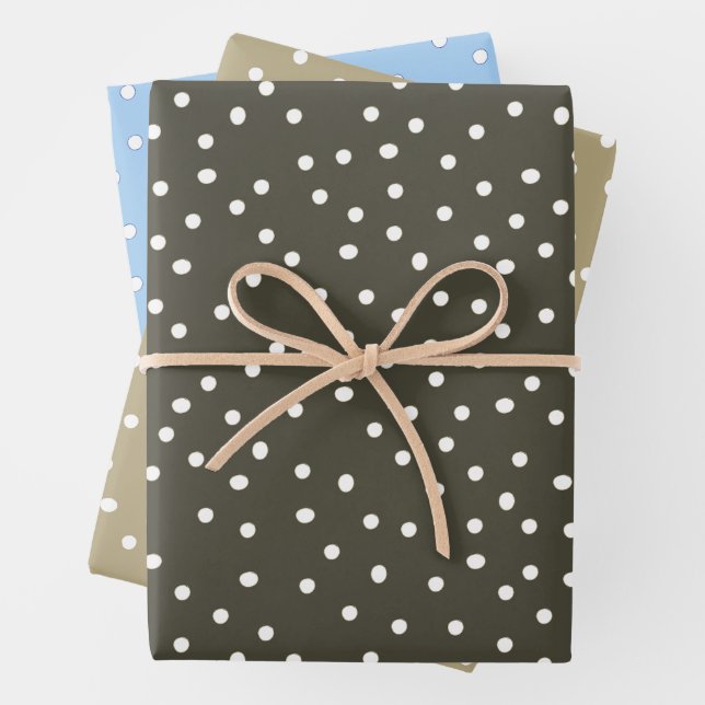 Polka Dot Gift Wrap, Cargo Green, Sand, Blau Geschenkpapier Set (Beispiel)
