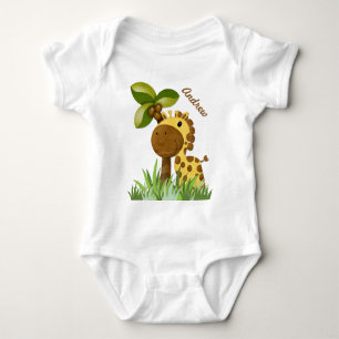 Polka Dot Giraffe Baby Strampler