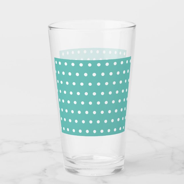 Polka Dot Glass Tumbler (Aqua & White) (Vorderseite)