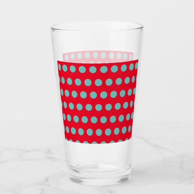 Polka Dot Glass Tumbler (Red & Aqua) (Vorderseite)