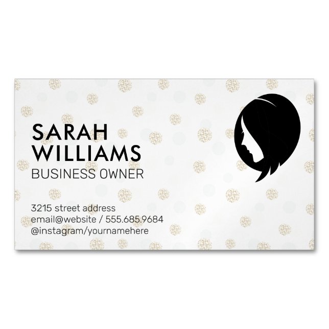 Polka Dot Glitzer | Frauenhair Magnetische Visitenkarte (Vorderseite)