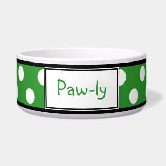 Polka Dot Green Personalisiert Hundeschale Napf