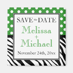 Polka Dot Green Zebra Print Speichern Sie das Datu Magnet