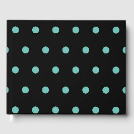 Polka Dot Guest Book (Black & Aqua) Gästebuch