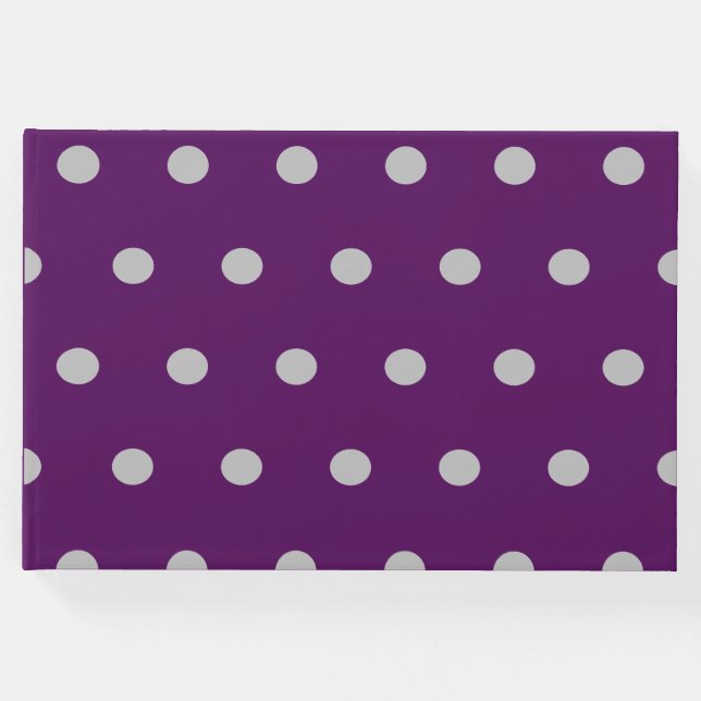 Polka Dot Guest Book (Plum & Silver) Gästebuch (Vorderseite)