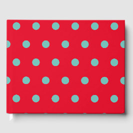 Polka Dot Guest Book (Red & Aqua) Gästebuch