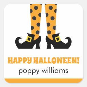 Polka-Dot-Halloween-Rotzunge Personalisierte Stick Quadratischer Aufkleber
