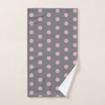 Polka Dot Handtuch (dunkelgrau und weich rosa)