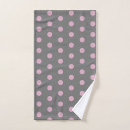 Polka Dot Handtuch (dunkelgrau und weich rosa)