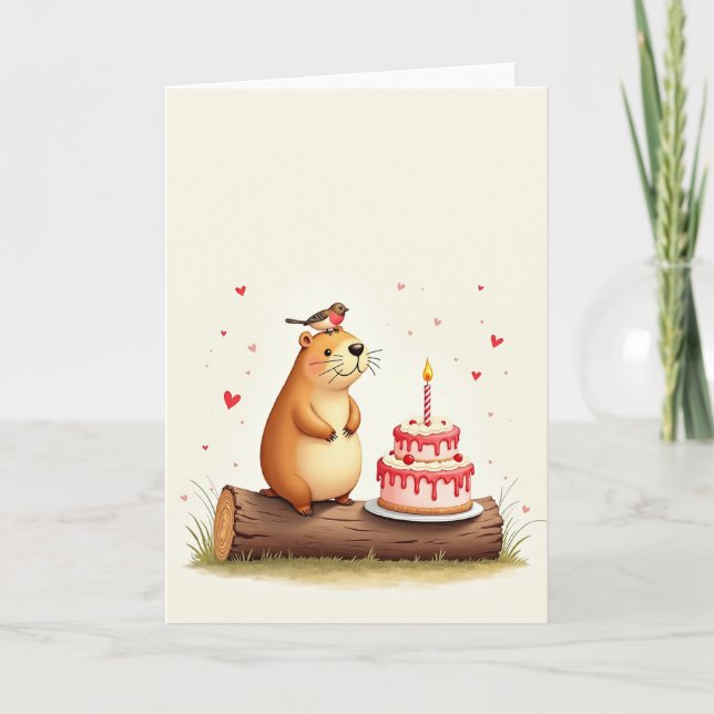 Polka Dot Happy Bear Karte (Vorderseite)