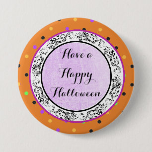 Polka Dot hat einen glücklichen Halloween Lila But Button