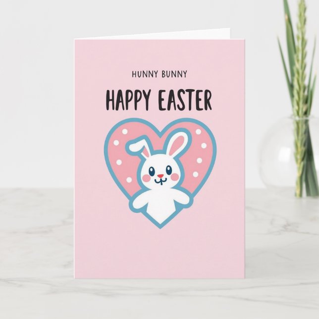 Polka Dot Heart Bunny Card Karte (Vorderseite)