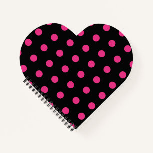 Polka Dot Heart Notebook (Black & Neon Pink) Notizbuch