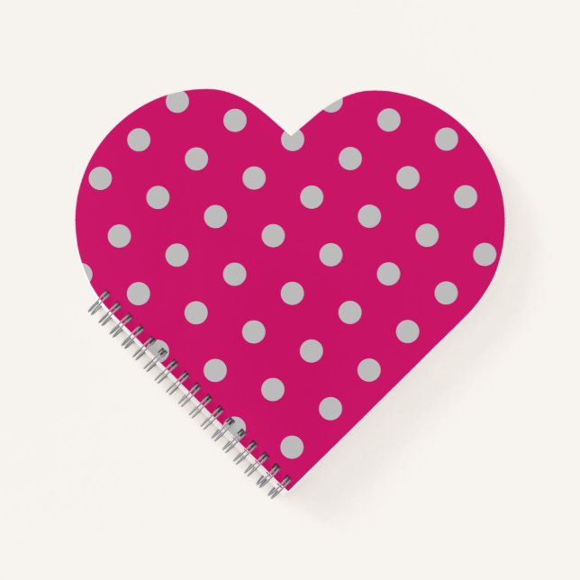 Polka Dot Heart Notebook (Hot Pink & Gray) Notizbuch (Vorderseite)